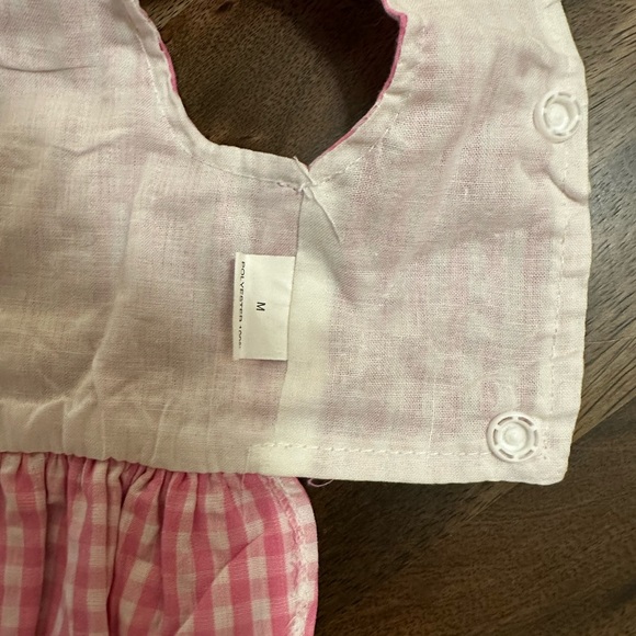 PET DOG CAT DRESS SIZE M PINK WHITE CHECKERED BOW SNAPS - Picture 4 of 4